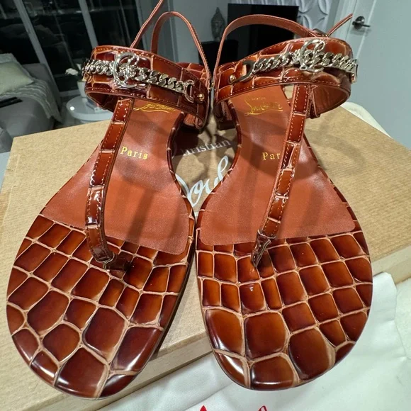 Just Queen 55 Croc-Embossed Sandals - Picture 4 of 15